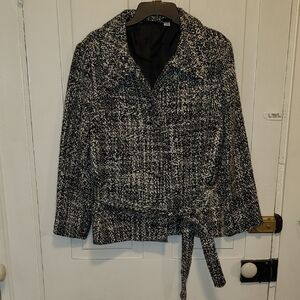 Preswick & Moore Black and White Tweed Jacket With Belt